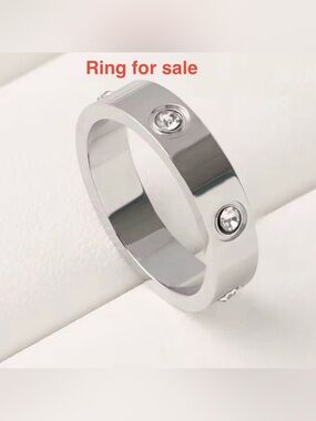 Stampd Love Silver Ring with Crystal Details